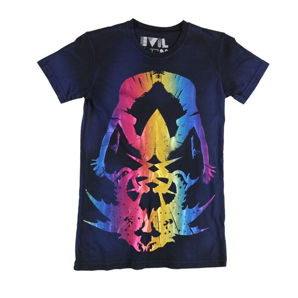 Evil Genius Womens Multi-colored Metallic Graphic T-Shirt, NWT